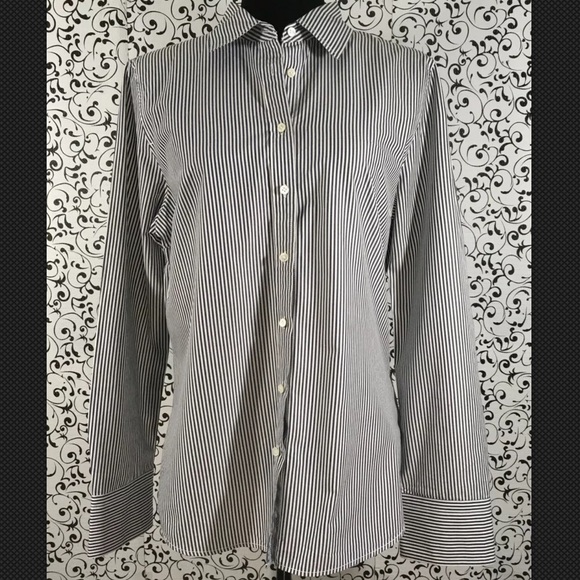 J. Crew Tops - J Crew Navy Blue And White Striped Shirt